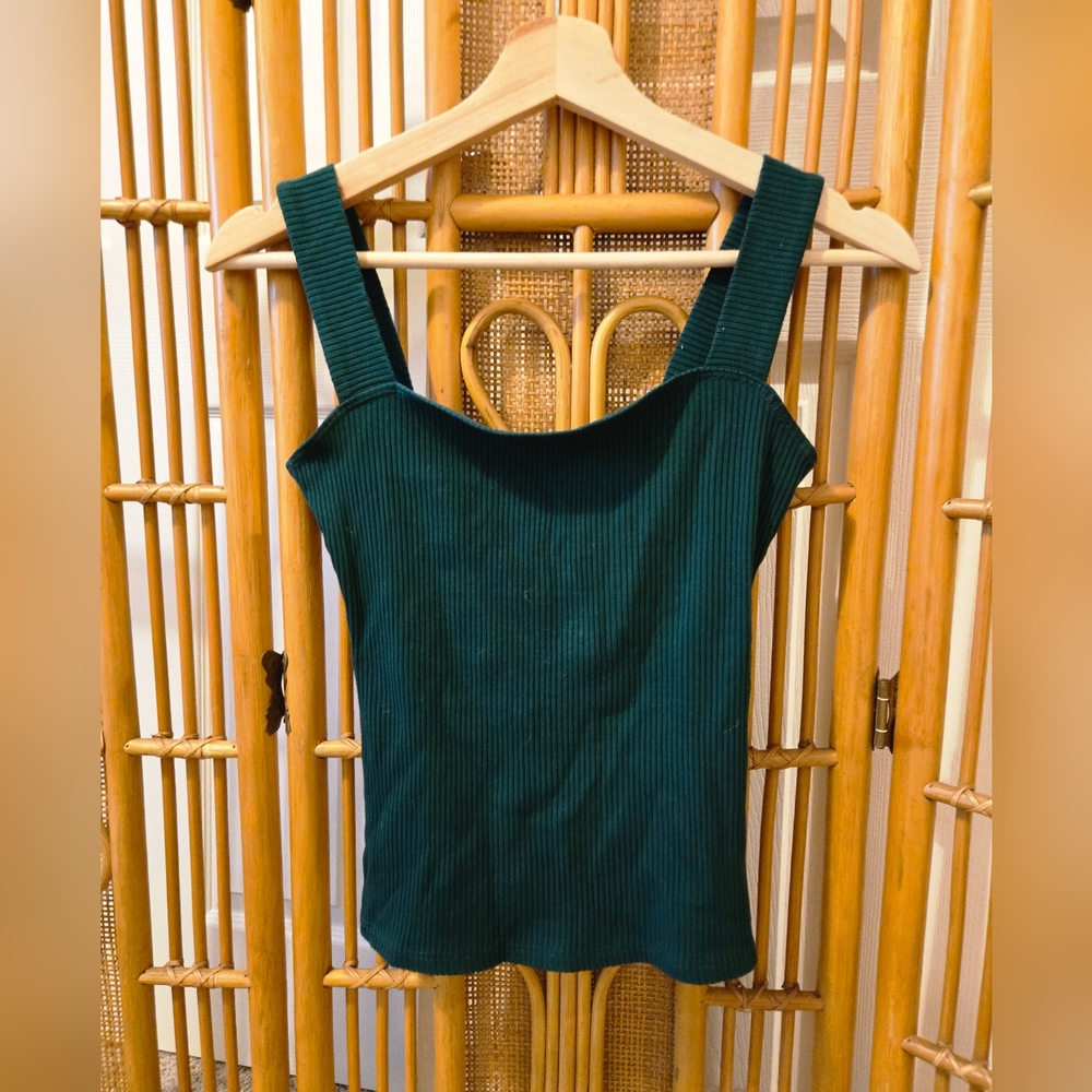 Reformation Deep Green Ribbed Tank Top